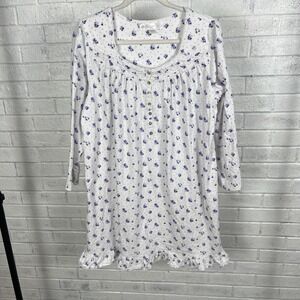 Eileen West Purple Floral Nightgown‎ Womens Size L Modest Cottagecore Romantic